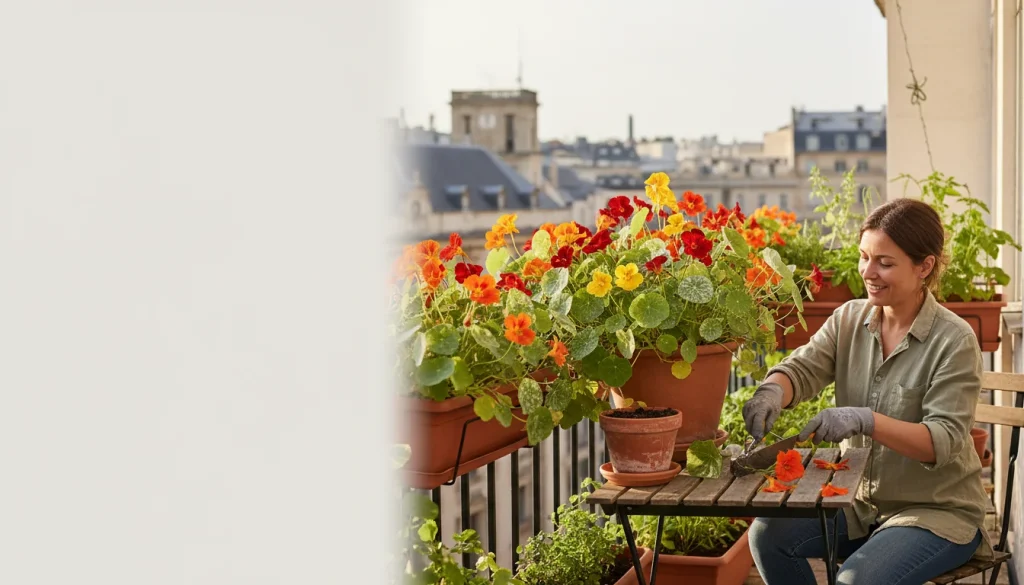 Capucines en pot: fleurs comestibles et utiles au balcon - Image de couverture