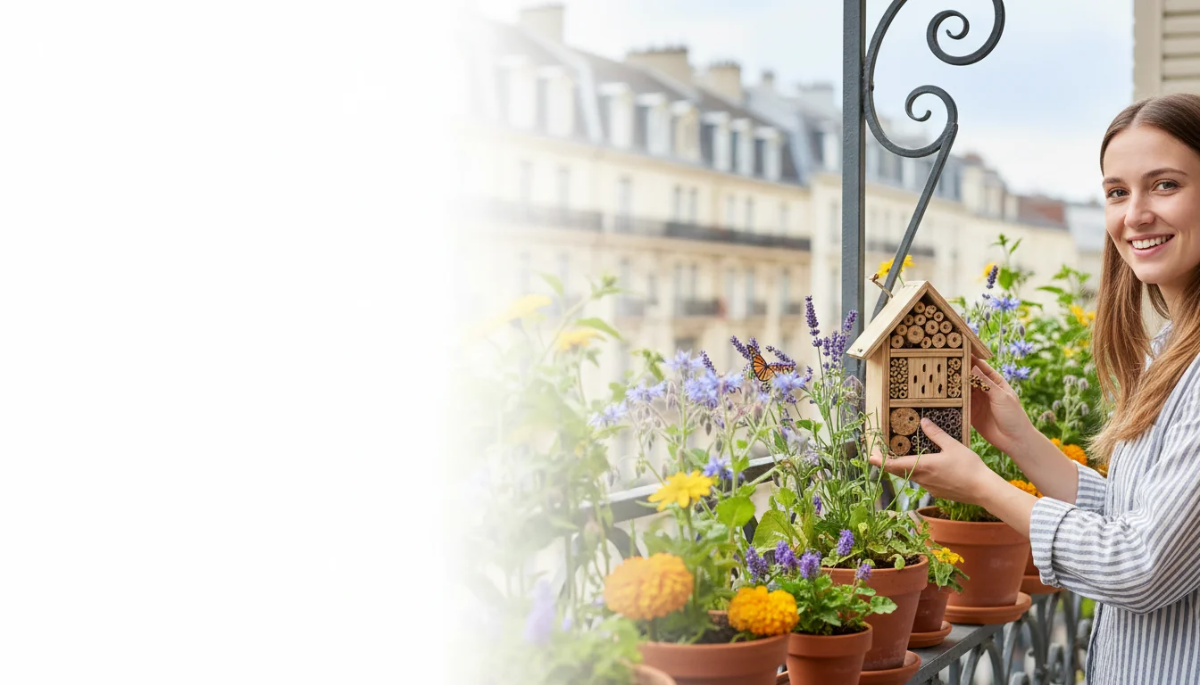 Hôtel à insectes de balcon: attirer pollinisateurs en ville - Image de couverture